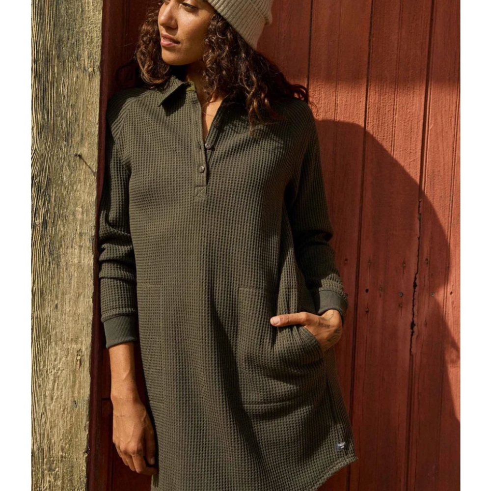 Like New Toad & Co Bitterroot Henley Dress in Olive Green S